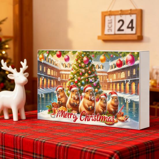 Capybara Advent Calendar Christmas 2D Capybara Decorations 24 Day Countdown To Christmas Calendar for Tree Car Wall Home Festive Holiday Decor