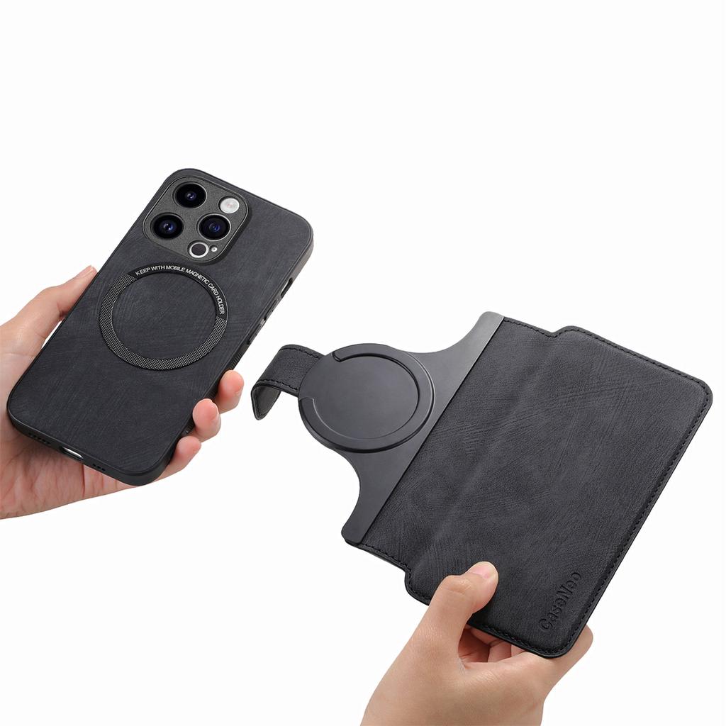 CASENEO MW-03 Für iPhone 15 Pro Max Hülle mit Abnehmbarer Brieftasche Leder+TPU Handyhülle