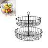 Nordics Wrought Iron Double Tiered Fruit Bowl For Kitchen Countertop Ventilated Storage Basket for Snacks Candy
