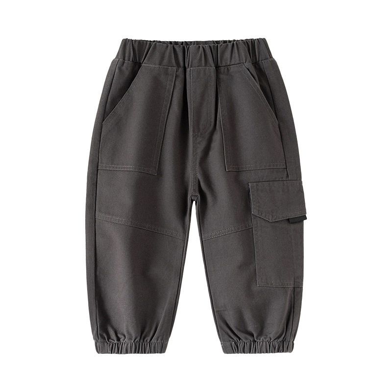 Boys' Solid Color Mid-Waist Pants Spring and Autumn Children's Casual Pants Baby Patchwork Cotton Long Pants Jogger Pants