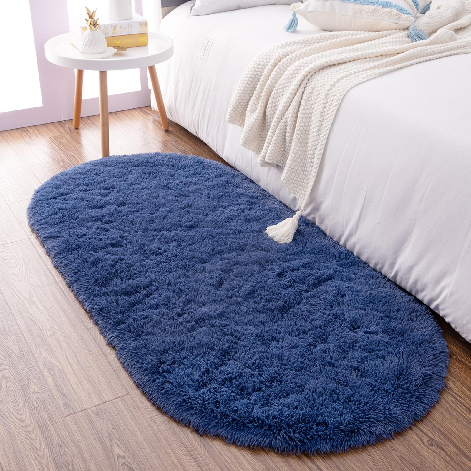 

Thicken Faux Fur Area Rugs Oval fluffy Long Hair Carpet Floor mats plush Soft door Mat bedside carpets for bedroom living room 80x160cm