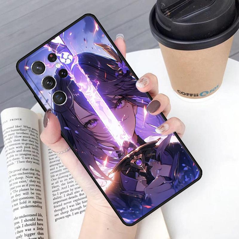 Genshin Raiden Shogun Phone Case Cover For Samsung Galaxy S24 S25 Ultra S21 S22 Ultra S10E Note 10 Plus Note 20 FE S23