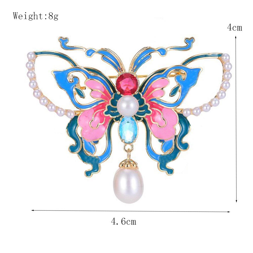Broșă Emailată Fluture Stil Chinezesc Pandantiv Perlat Pictat Manual Design Elegant Simplu Accesorii Corsaj Cheongsam & Ace de Îmbrăcăminte