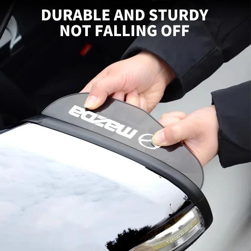 2Pcs Car Logo Rearview Mirror Rain Eyebrow Stickers For Mazda 3 5 323 CX-3 CX-4 CX-5 CX-7 CX-9 Axela 6 RX8 7 MX3 MX5 Accessories h1