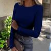 Women's And Winter Slim Bottom T-shirt Fashion Casual Color O-Neck Pullover Long Sleeve Top