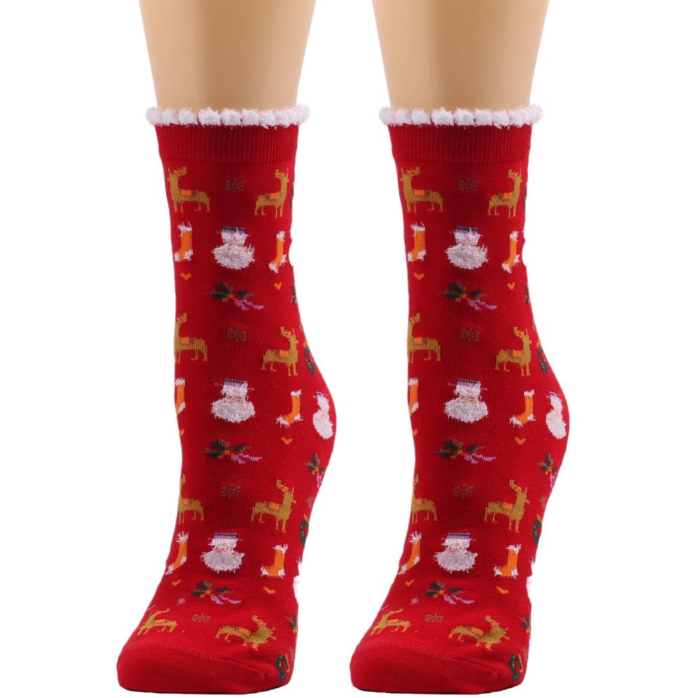 Women's Mid-Tube Fluffy Christmas Socks: European & American Winter Collection