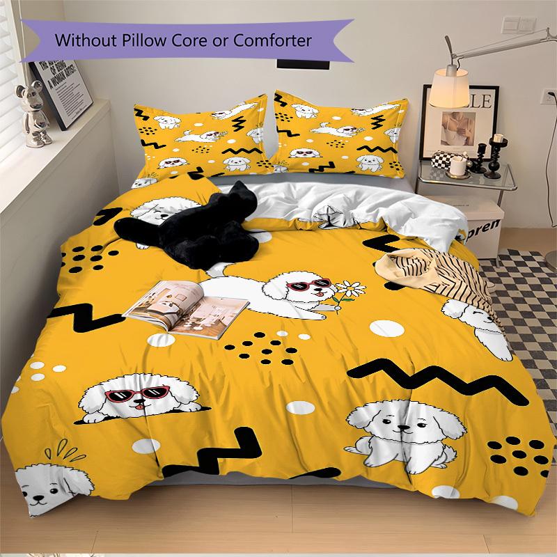 3pcs Puppy Playful Bedding Set, Includes 1 Comforter + 2 Pillowcases, Without Pillow Inserts, Soft Comfortable, Lightweight Breathable082
