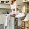 GMXIA Autumn/Winter Knitted Designer Cotton Printed Long Sleeve Trouser Set