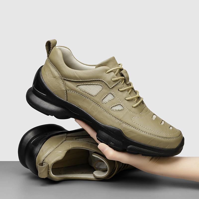 Fashion Designer Men's Genuine Leather Oxford Casual Shoes Outdoor Lightweight Hollow Out Shoes Men's Thick Soled Sneakers Mo-53
