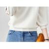 Three Quarter Sleeve Hollow Knit Sweater for Autumn Women Sweet Fresh Floral Slimming Round Neck Pullovers & Long Sleeves