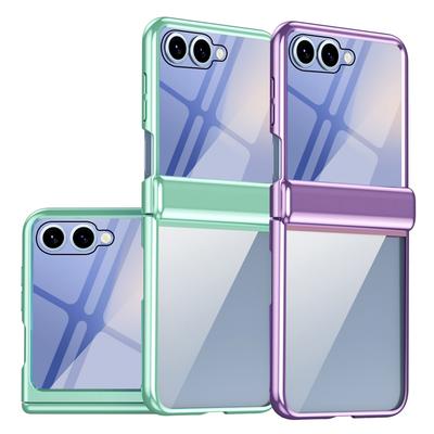 Transparent With Tempered Glass Protective Film Case For Samsung Z Flip 7 Flip7 Fe Galaxy Z Flip 6 5 Spring Hinge Cover