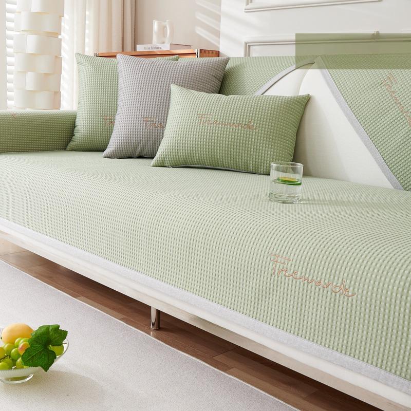 

Summer Ice Silk Sofa Cushion Cool Mat Non Slip Sofa Cover Soft Breathable Straight Row Cushion Towel for Weather 70*70cm