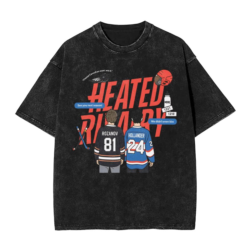 Heaten Rivalry Funny Shane Hollander Ilya Rozanov Graphic Print TShirt Retro Washed Cotton Women Men Summer Oversize Tee