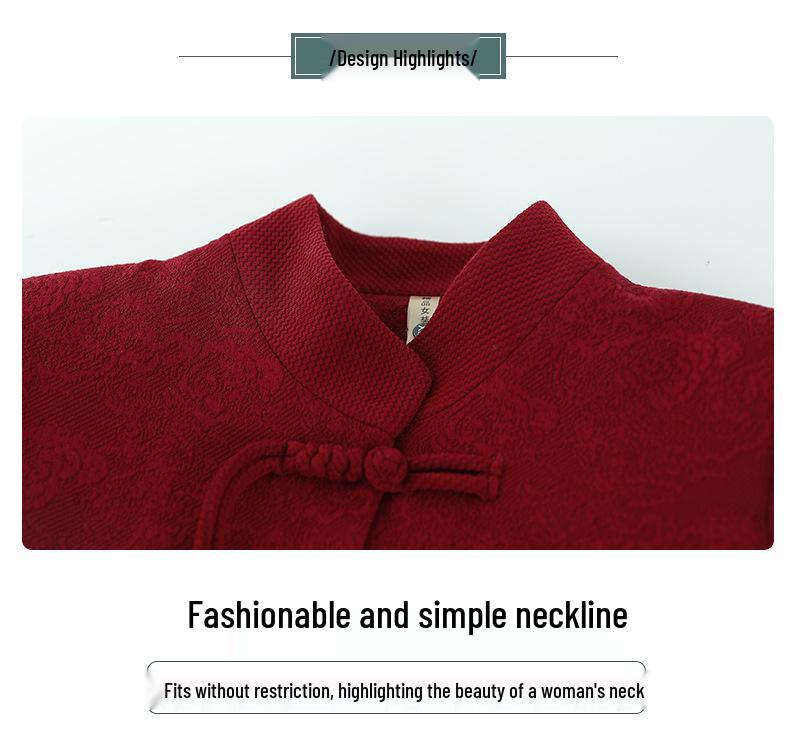 Women's Plus Velvet Thickened Tang Suit for Autumn/Winter - Warm Woolen Top for Elderly Grandmother