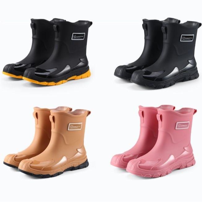 Wasserdichte, rutschfeste Unisex-Gummistiefel für Angeln, Arbeit und Bau – Mittellang, Modisch.