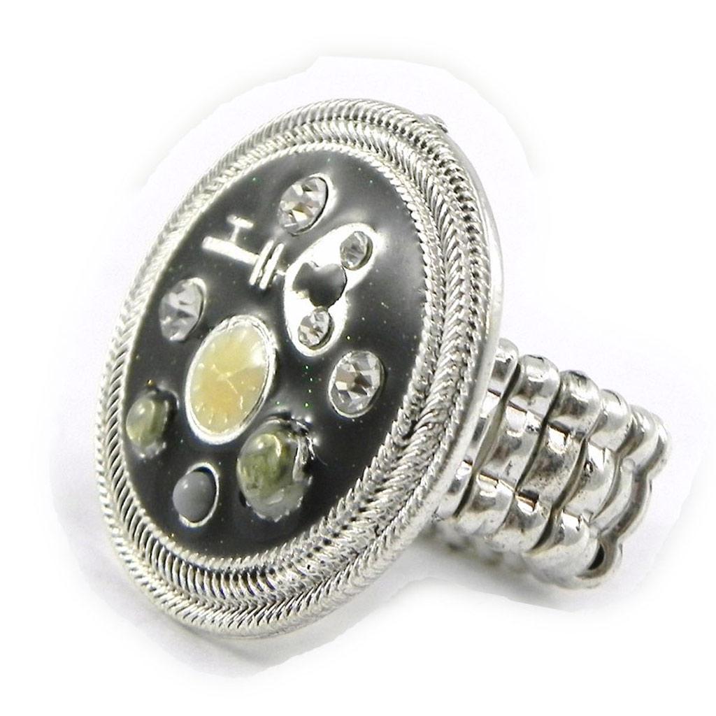 Les Trésors De Lily [H9839] - Dizajnový prsteň 'Babouchka' čierny strieborný