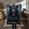 1Pc Bear Print Flannel Blanket, High quality Comfortable for All Seasons, Home Decor, Warmth and Comfort, Perfect for Gifts