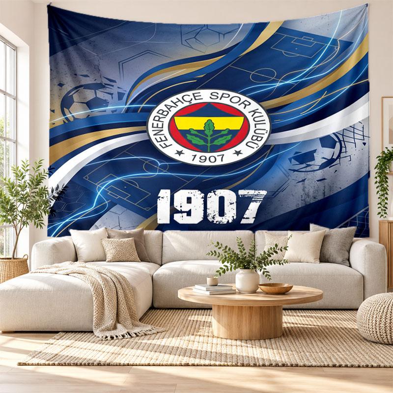 Arazzo da Parete FC Fenerbahçe, Appeso da Parete in Tessuto Morbido, Sfondo Decorativo per Camera da Letto Arte da Parete per la Casa