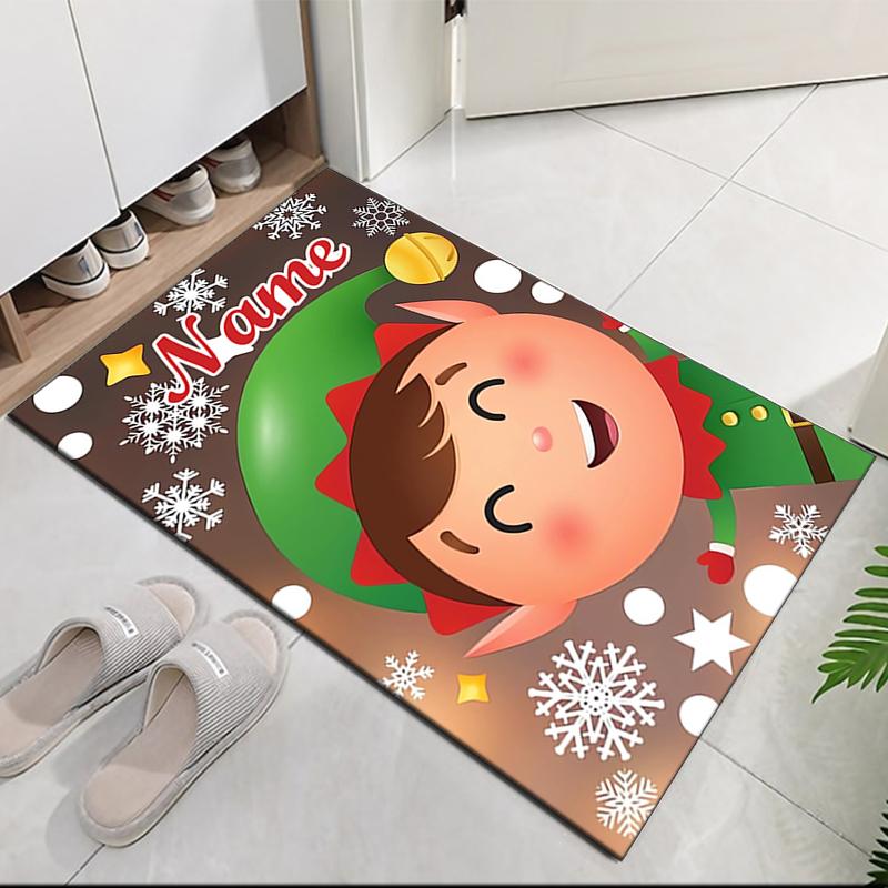 Custom Name Christmas Printed Carpet, for Office Chair Living Room Bedroom Kitchen Room Decor Gifts.