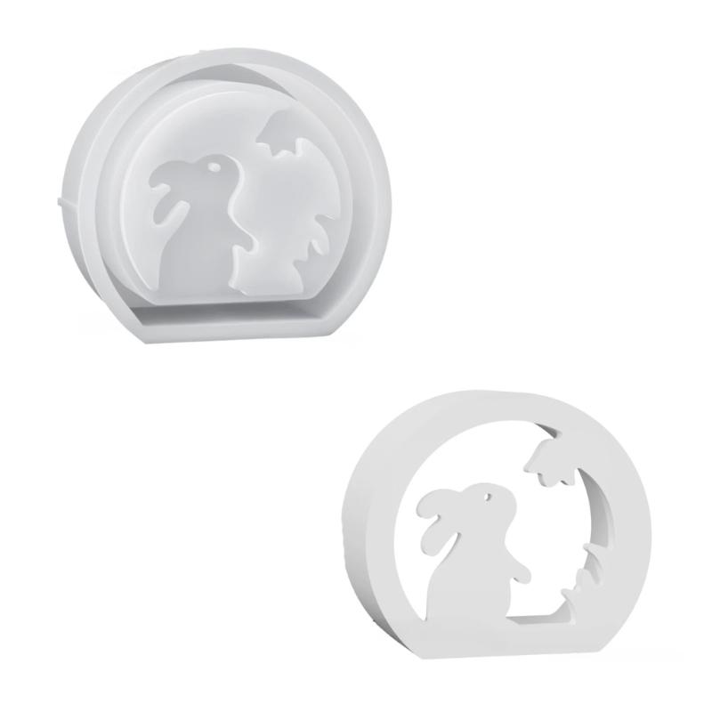DIY Craft Silicone Mold Creating Festive Rabbit Candle Holder Casting Moulds Hollow Mold Home Decoration