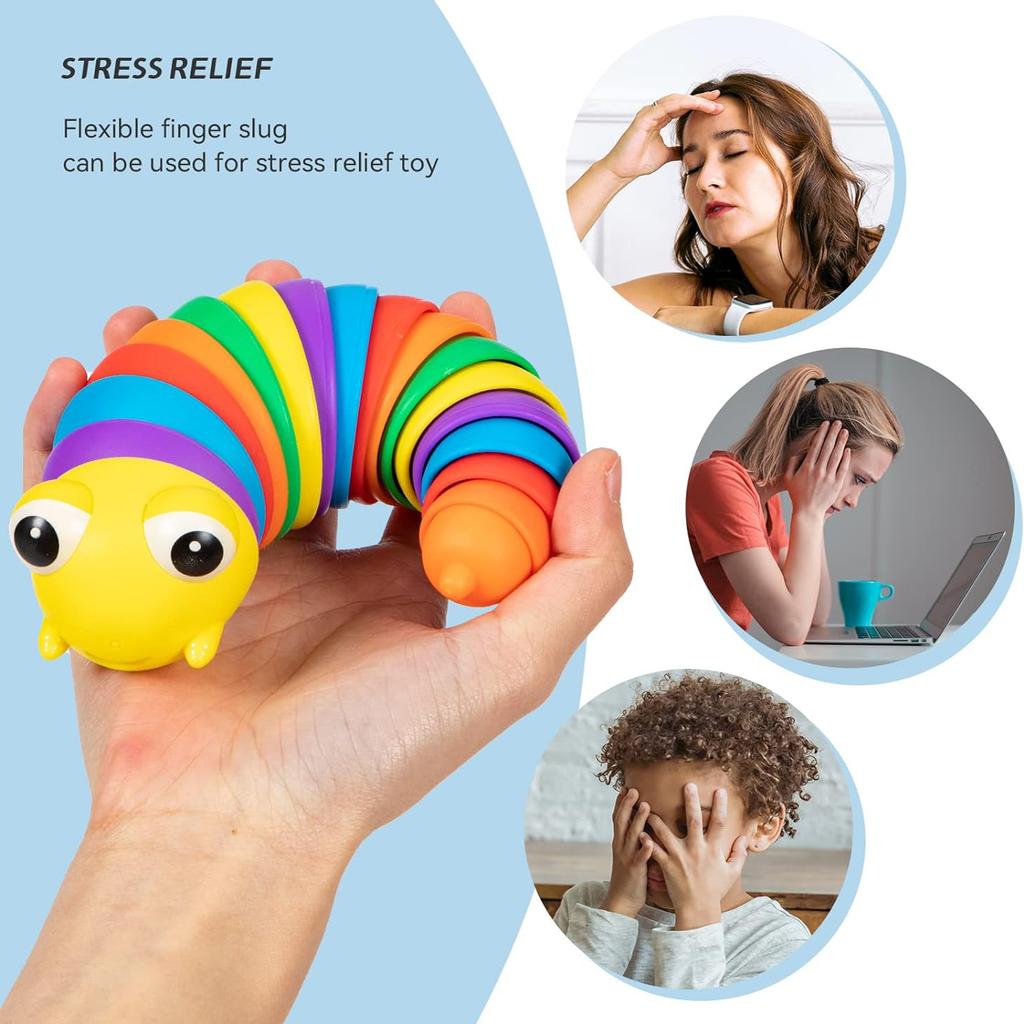 Cevioce Fidget Slug Toy 2-Piece Set (Random Color), Ideal For Stress Relief And Sensory Gaming, Promoting Focus And Calmness