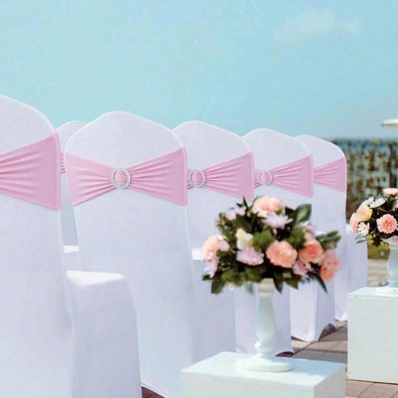 Chair Waistband, Bowknot Waistband, Premium Elastic Chair Cover With Buckle Slider, Elastic Chair Strap Suitable For Wedding And Event Decoration