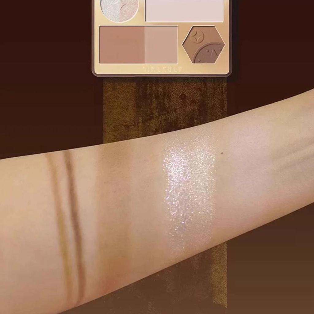 Girlcult Face Palette(02 03),Smooth Powder,Fine-Milled,Minimal Fallout,Highly Pigmented,All-in-One Face Makeup,Beginner-Friendly