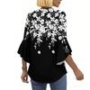 Blouses For Women Dressy Casual 3/4 Length Sleeve Womens Tops V Neck Tshirts Shirts With Flared Sleeve