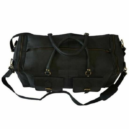 Leather Vintage Duffle Luggage Weekend Overnight Travel Bag New Men's Black