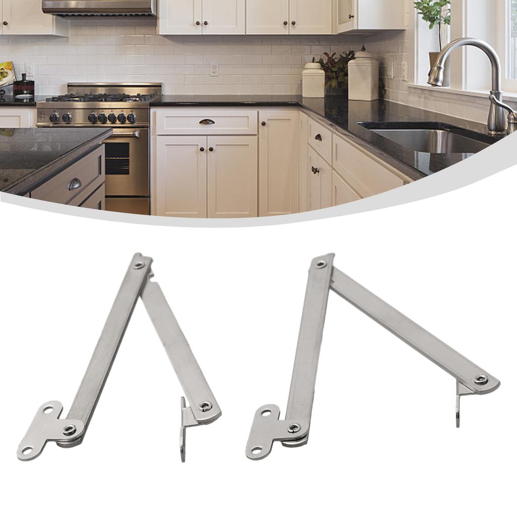 2 Pieces Stainless Steel Folding 180 Degree Furniture Cabinet Lid Support Hinges Cabinet Door Support Furniture Pull Rods