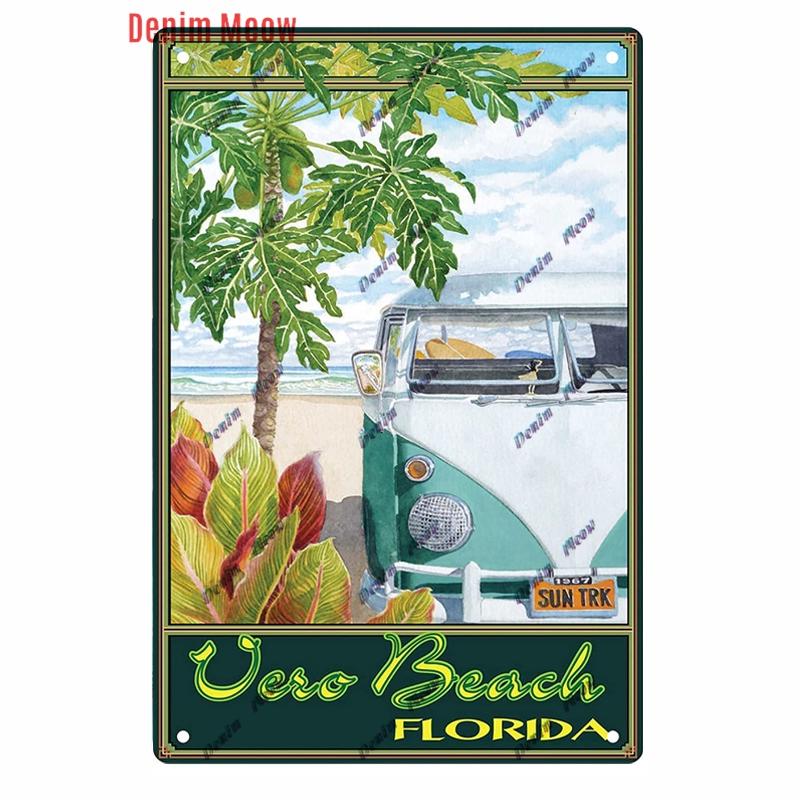 Beach Mermaid Metal Wall Sign for Girls Tiki Bar Hawaii Relax Pub Ocean Happy Place Keep Surfing Home Decor WY