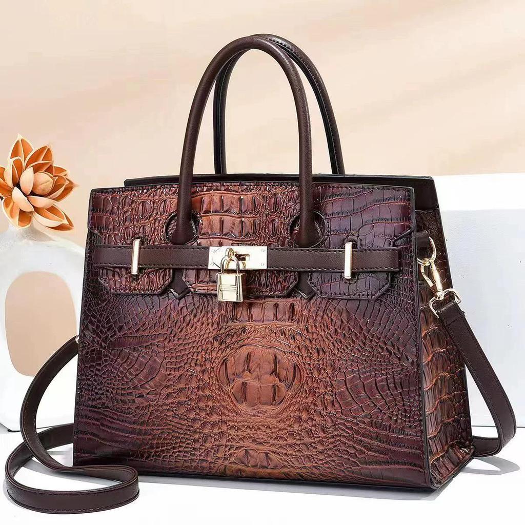 Luxus-Textur Krokodilmuster Handtasche Damen Vielseitige Commuter-Tragetasche Große Kapazität Schultertasche