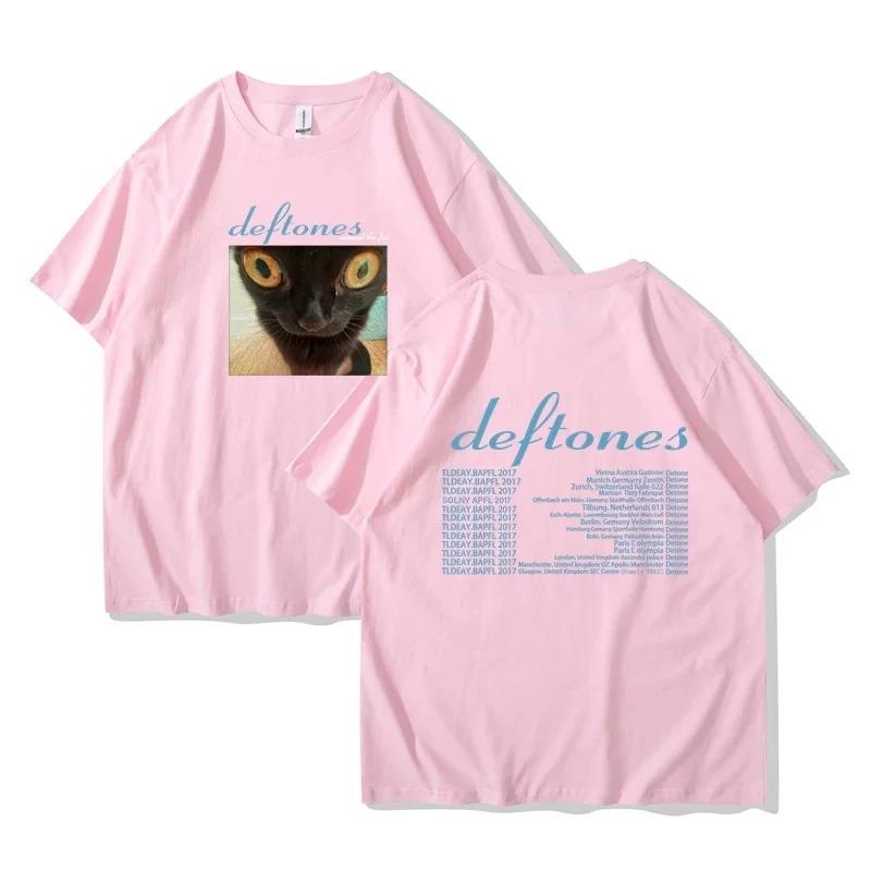 Mode Deftones Around T-Shirt Hip Hop Rockband The Fur Tour Band Konzert Katze Grafik T-Shirts Dicke Baumwolle Übergroßes T-Shirt
