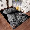 Playful curious gray cat carpet Yoga living room room decor children's crawling mat doormat area rug games mat