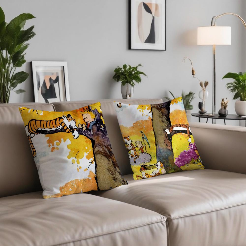 C-Calvin and H-Hobbes cushion cover Comfortable and soft bedding skin friendly leisure sofa car office pillowcase