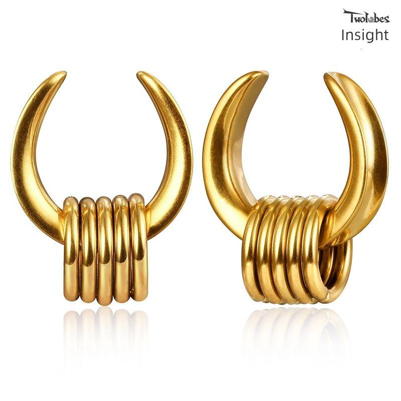 Twolobes Cave Saddle Ear Extender with Buckle Ring European and American Punk Titanium Steel Ear Hole Ear Amplifier Piercing Ornament