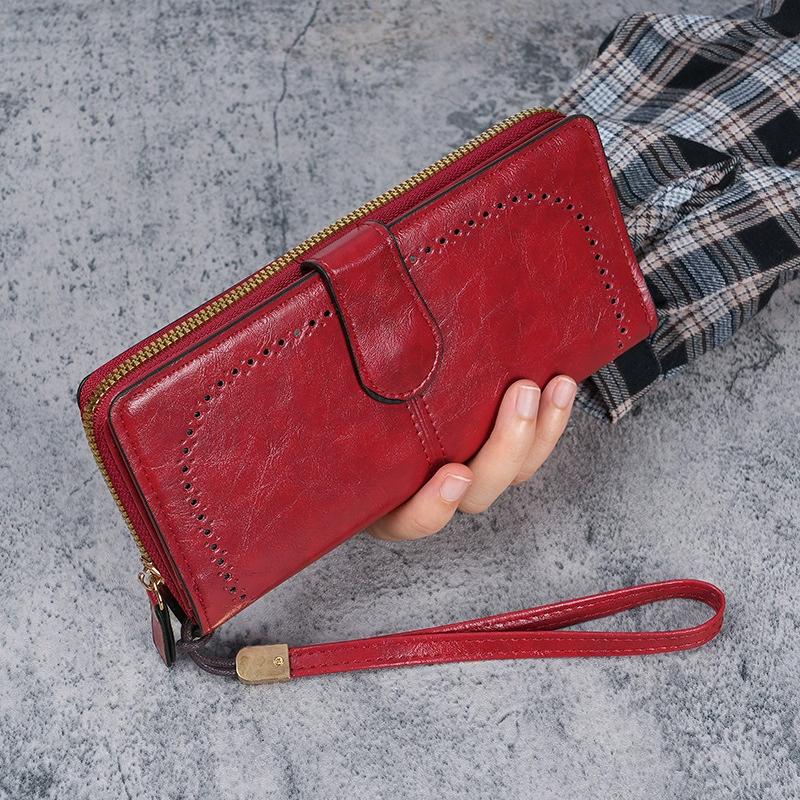 Women Wallets Large Hollow Out Long Wallet Retro Top Quality PU Leather Card Holder Wallet For Women