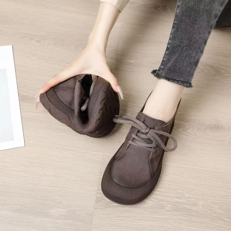 2025 Vintage Brown Ankle Boots: Soft Sole, Genuine Leather, Women's Thick Sole Martin Style