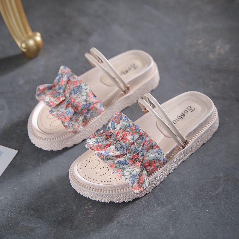 

Internet celebrities thick-soled cool slippers women summer wear floral ins tide 2025 new fashion two wear beach shoes 40