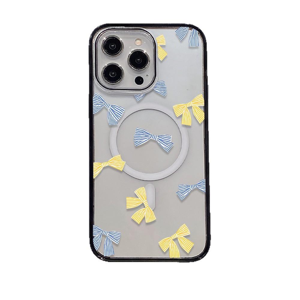 Sweet Bow Iphone16/17pm Literary Mobile Phone Case Apple 15 Transparent Acrylic Magsafe Magnetic Suction
