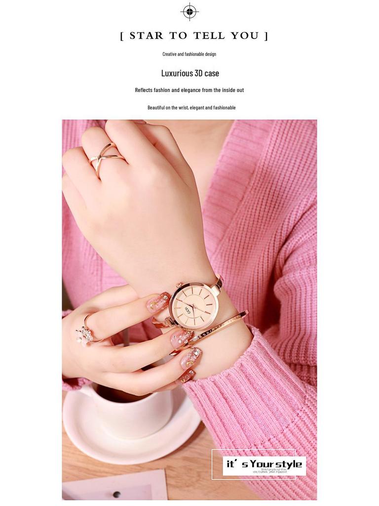 Gedi Women's Luminous Waterproof Bracelet Watch - Large Dial, Simple & Exquisite Design