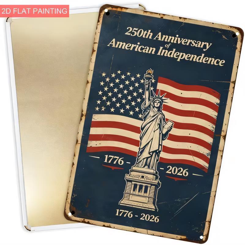 Tin Sign th Anniversary American Independence Vintage Metal Plaque USA Liberty Statue Retro Wall Decor for Bar Pub