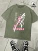 Japanese Katana Sakura Prints Washed TShirts Mens Oversized Cotton T Shirt Summer ONeck Short Sleeve Tops Casual Male Clothes