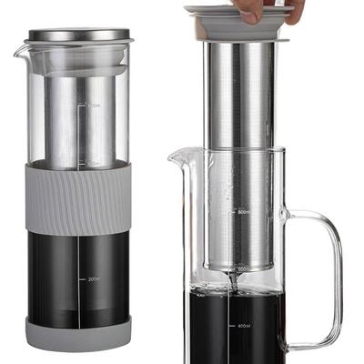 Fine Mesh Steel Infuser Cold Brew Coffee Maker Airtight Lid Glass Coffee Carafe  Office