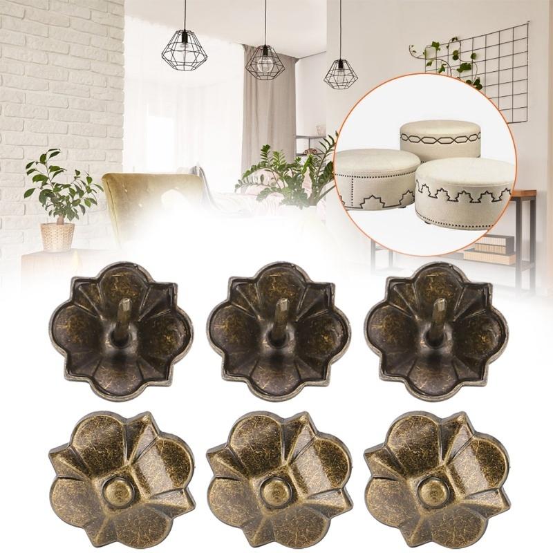 20Pcs Sofa Bubble Nail Vintage Thicken 4-Leaf Clover Pattern Decorative Fasteners 20 X 22mm