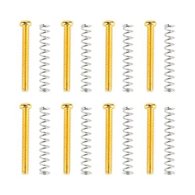 8 Set Guitar Pickup Screw Spring Iron Double Coil Pickup Frame Mounting Screws and Springs Gold
