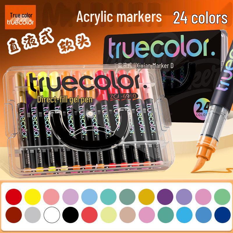 True Color Soft Tip Acrylic Watercolor Marker Pen for Kids - Ideal for Art, Journaling, and Doodling