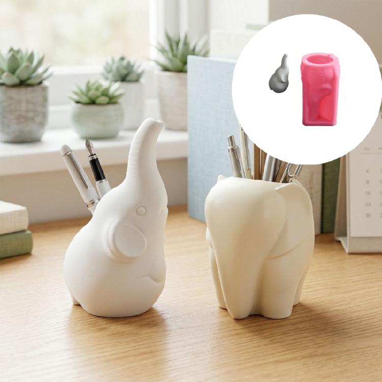 Artistic Elephant Designs Silicone Mould Ideal For Creating Pen Holders From Or Plasters