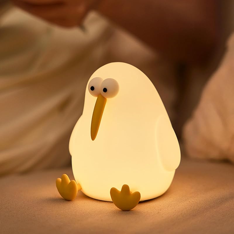 

Cute Baby Night Light for Kids,Squishy Kiwibird Bedside Lamp for Night Stands,Rechargeable Dimmable Silicone Nursery Toddler Animal Nightlight,Fun белый