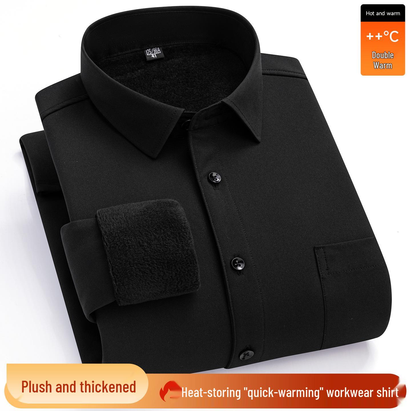 

Men s Plus Size White Winter Warm Stretch Shirt - Velvet-Lined, Thickened, Wrinkle-Resistant Workwear Size 43